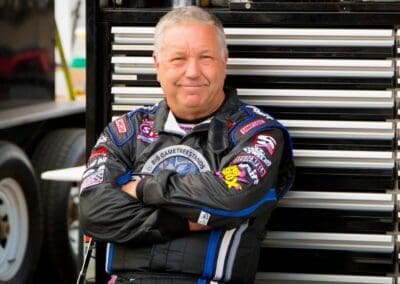Sammy Swindell in racing suit after racing, Image by Eric Arnold