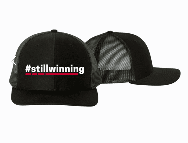 Keep cool with Sammy's #stillwinning vented back hat in black.