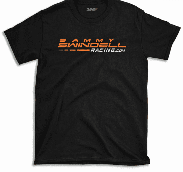 SammySwindellRacing Logo T-Shirt in Black with Orange Letters