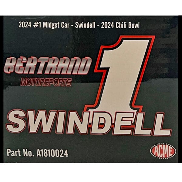 Packaging label for sammy swindell diecast chili bowl midget car.